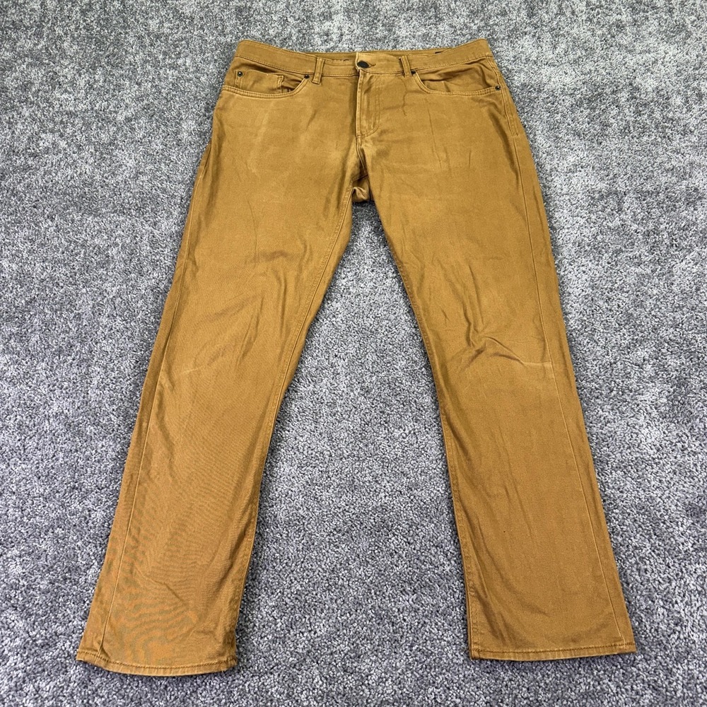 Buffalo David Bitton Pants Mens 34x32 Brown Ash-x Slim Stretch Denim Casual Work